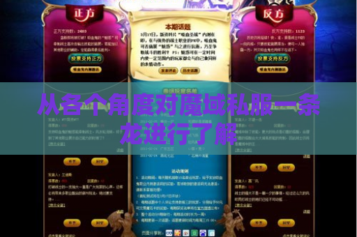 从各个角度对魔域私服一条龙进行了解